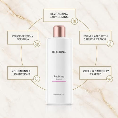 FARMASi Dr. C. Tuna Reviving Shampoo - Volumizing & Strengthening with Garlic Extract, Capixyl & Trichogen - Lightweight Daily Cleanse for Fresher, Shinier Hair - 7.6 fl oz Avelisse