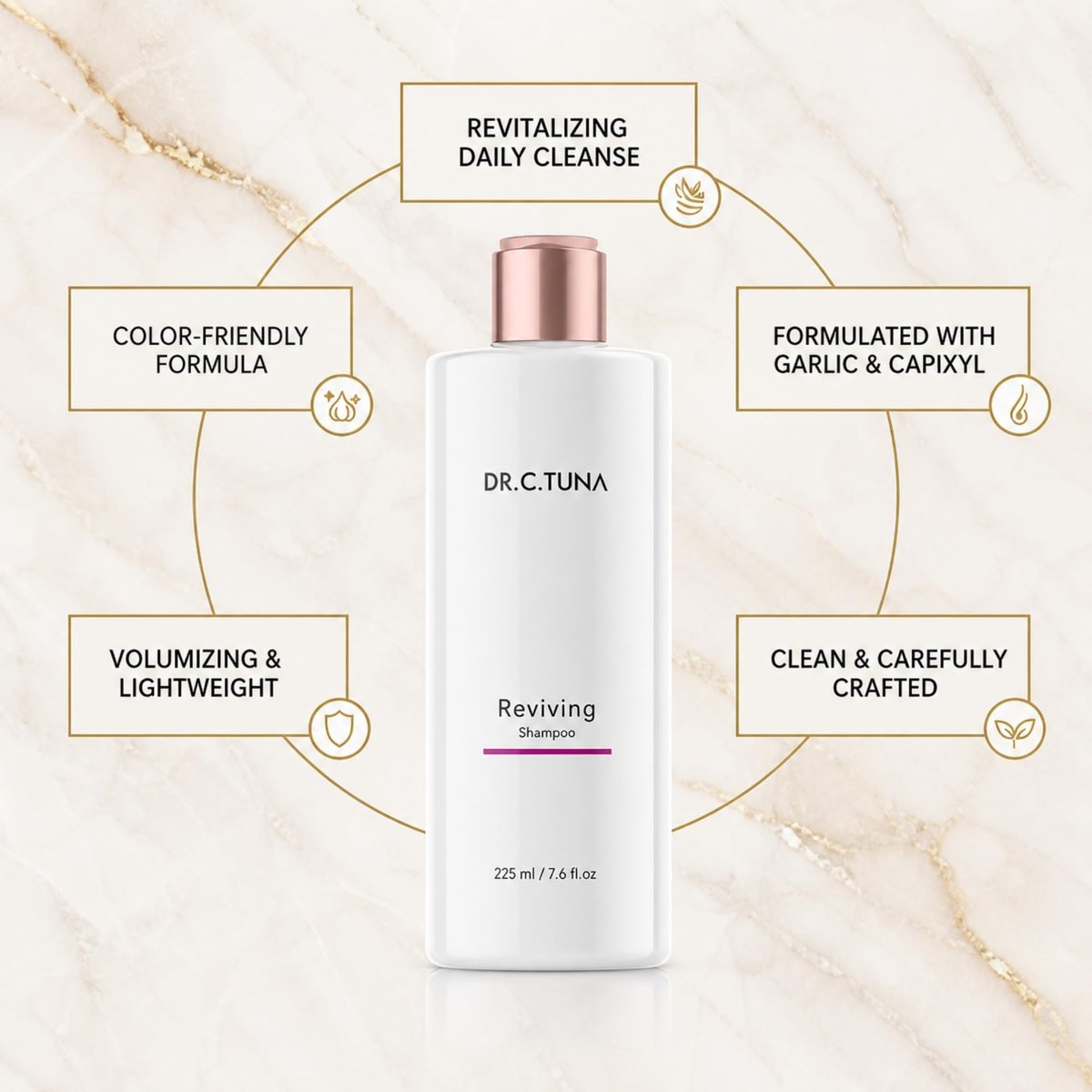 FARMASi Dr. C. Tuna Reviving Shampoo - Volumizing & Strengthening with Garlic Extract, Capixyl & Trichogen - Lightweight Daily Cleanse for Fresher, Shinier Hair - 7.6 fl oz Avelisse
