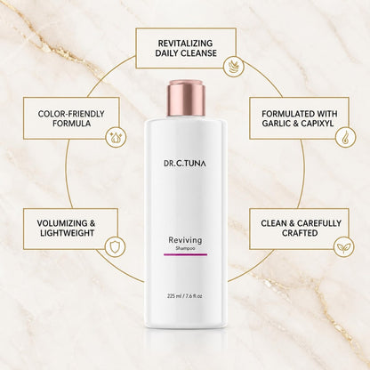 FARMASi Dr. C. Tuna Reviving Shampoo - Volumizing & Strengthening with Garlic Extract, Capixyl & Trichogen - Lightweight Daily Cleanse for Fresher, Shinier Hair - 7.6 fl oz Avelisse