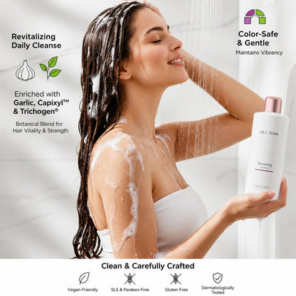 FARMASi Dr. C. Tuna Reviving Shampoo - Volumizing & Strengthening with Garlic Extract, Capixyl & Trichogen - Lightweight Daily Cleanse for Fresher, Shinier Hair - 7.6 fl oz Avelisse