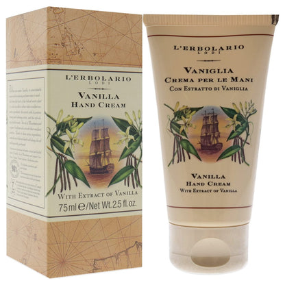 L'Erbolario Vanilla Hand Cream - Moisturizing Hand Lotion with Macadamia & Sunflower Oils - Cruelty-Free Daily Moisturizer, 2.5 oz