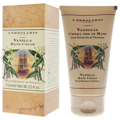 L'Erbolario Vanilla Hand Cream - Moisturizing Hand Lotion with Macadamia & Sunflower Oils - Cruelty-Free Daily Moisturizer, 2.5 oz