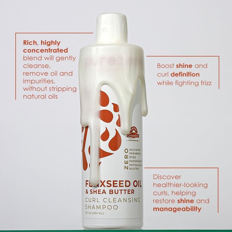 Purezero Flaxseed Oil & Shea Butter Shampoo and Conditioner Set - Curl Care - For Curly Hair Detangle & Defrizz - Zero Sulfates/Parabens/Dyes - 100% Vegan & Cruelty Free - Great For Color Treated Hair - 24 oz Each Avelisse