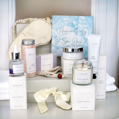 Luxury Spa Gift Basket for Women - 10 Relaxing Lavender Self Care Kit | Jasmyn & Greene Avelisse
