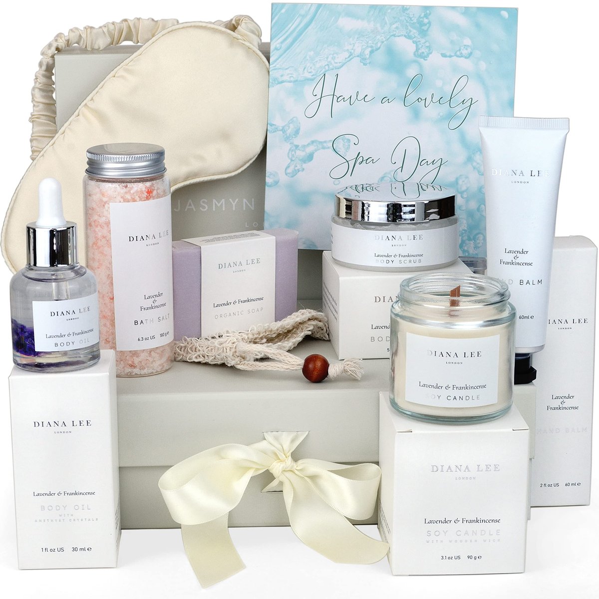 Luxury Spa Gift Basket for Women - 10 Relaxing Lavender Self Care Kit | Jasmyn & Greene Avelisse