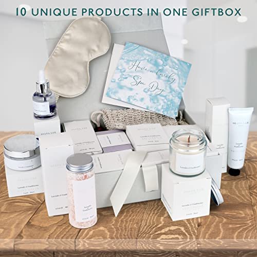Luxury Spa Gift Basket for Women - 10 Relaxing Lavender Self Care Kit | Jasmyn & Greene Avelisse