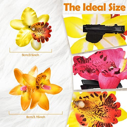 Jexine 18 Pcs Hawaiian Flower Hair Clips – Tropical Hibiscus Hair Pins for Women, Double Chiffon Flower Hair Accessories for Bridal, Wedding, and Daily Use Avelisse
