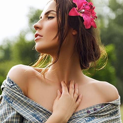 Jexine 18 Pcs Hawaiian Flower Hair Clips – Tropical Hibiscus Hair Pins for Women, Double Chiffon Flower Hair Accessories for Bridal, Wedding, and Daily Use Avelisse