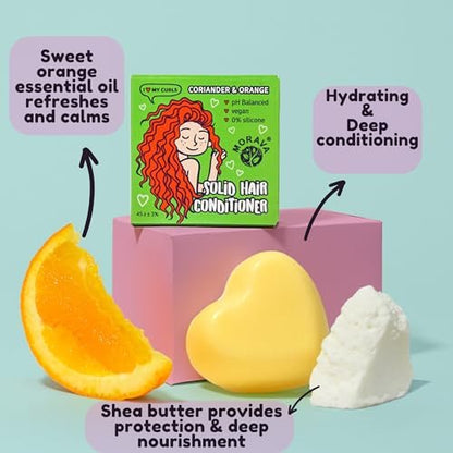 Morava Conditioner Bar for Curly Hair – Marshmallow Root, Shea & Cocoa Deep Conditioner, Vitamin B5, Silicone-Free, Sustainable 1.4 oz