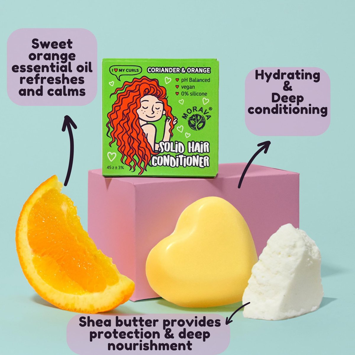 Morava Conditioner Bar for Curly Hair – Marshmallow Root, Shea & Cocoa Deep Conditioner, Vitamin B5, Silicone-Free, Sustainable 1.4 oz - görsel 3