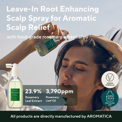 AROMATICA Rosemary Root Enhancer & Scalp Scrub Set - Korean Hair Care for Dry Scalp Treatment with Rosemary Water Spray and Exfoliator Avelisse