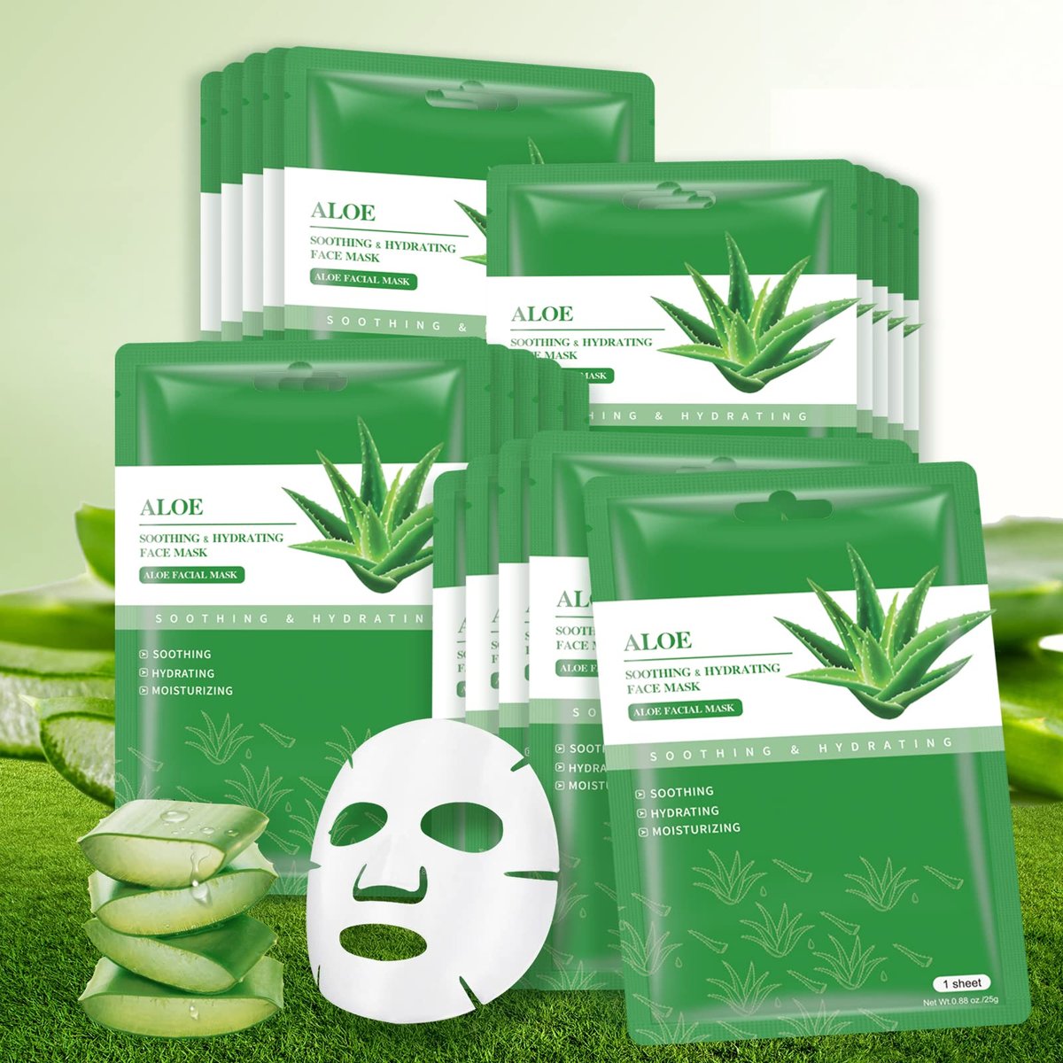 YAFUSIPE Aloe Vera Sheet Mask – Hydrating Face Masks for All Skin Types, Soothing Facial Mask Pack of 10 - görsel 1