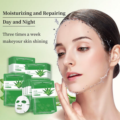 YAFUSIPE Aloe Vera Sheet Mask – Hydrating Face Masks for All Skin Types, Soothing Facial Mask Pack of 10