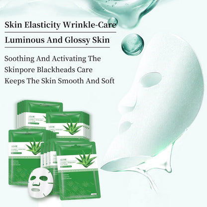 YAFUSIPE Aloe Vera Sheet Mask – Hydrating Face Masks for All Skin Types, Soothing Facial Mask Pack of 10