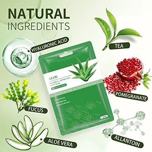 YAFUSIPE Aloe Vera Sheet Mask – Hydrating Face Masks for All Skin Types, Soothing Facial Mask Pack of 10 - görsel 10