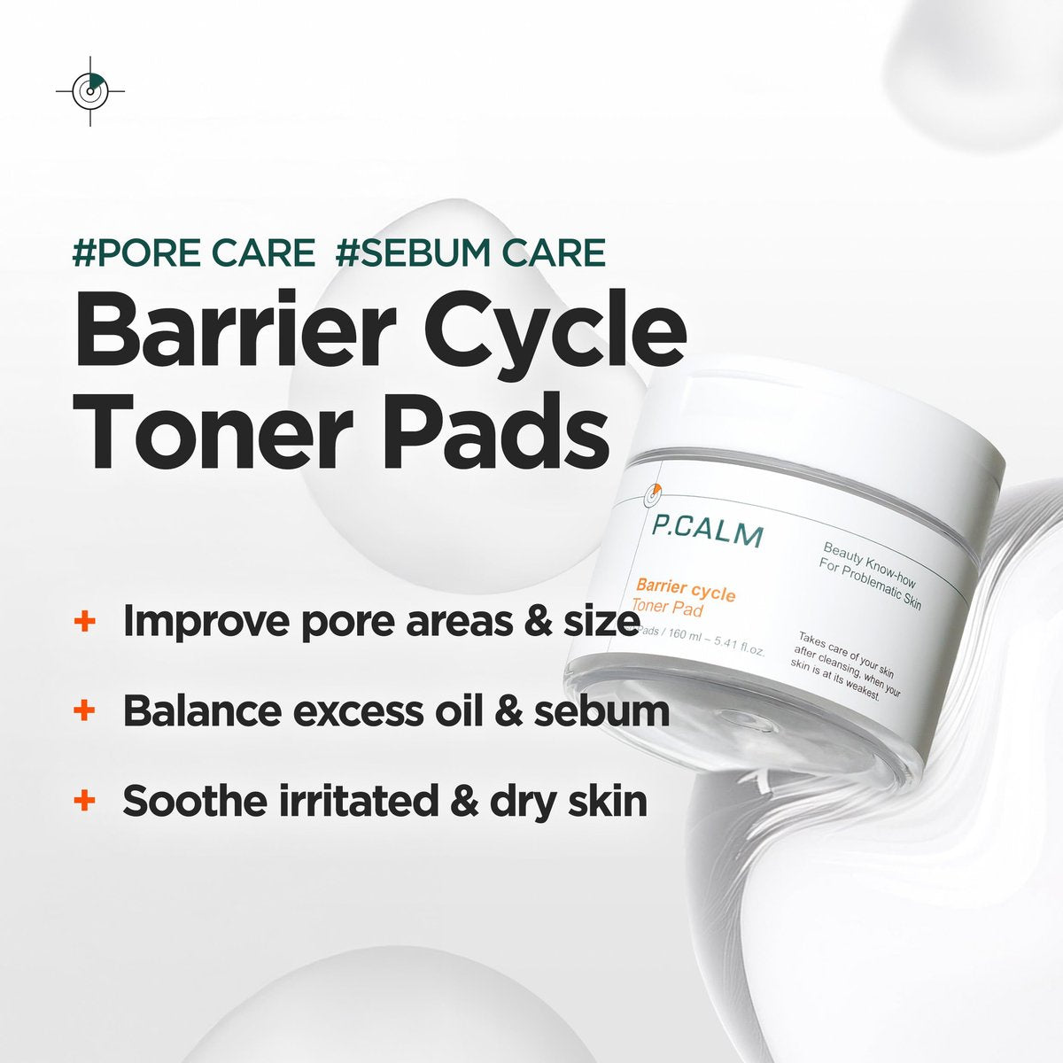 P.CALM Barrier Cycle Toner Pad – 60 Pads with Centella Asiatica & Papaya Extract for Soothing, Moisturizing & Exfoliating, Korean Vegan Facial Toner Pads for Sensitive Skin (160ml / 5.41 fl.oz) - görsel 3