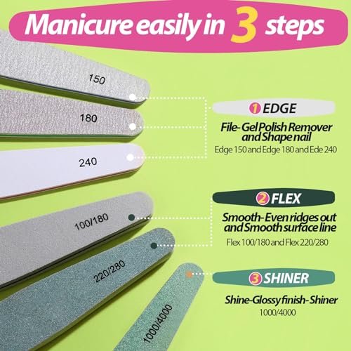 Teenitor 12pcs Nail Files and Buffers Kit - 100/180 Grit Emery Boards for Natural Nails, Nail Buffer Block Set for Women - görsel 4