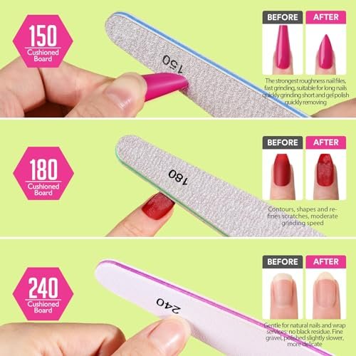 Teenitor 12pcs Nail Files and Buffers Kit - 100/180 Grit Emery Boards for Natural Nails, Nail Buffer Block Set for Women - görsel 6