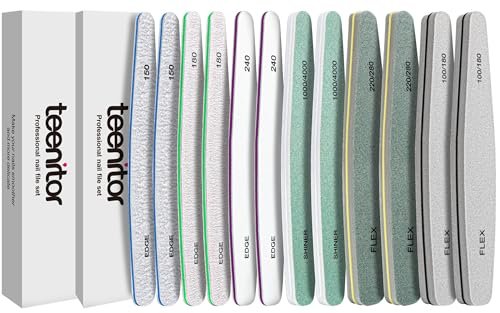 Teenitor 12pcs Nail Files and Buffers Kit - 100/180 Grit Emery Boards for Natural Nails, Nail Buffer Block Set for Women - görsel 2