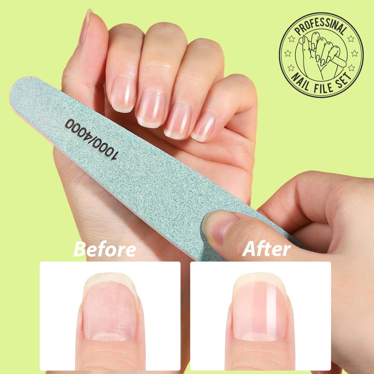 Teenitor 12pcs Nail Files and Buffers Kit - 100/180 Grit Emery Boards for Natural Nails, Nail Buffer Block Set for Women - görsel 9