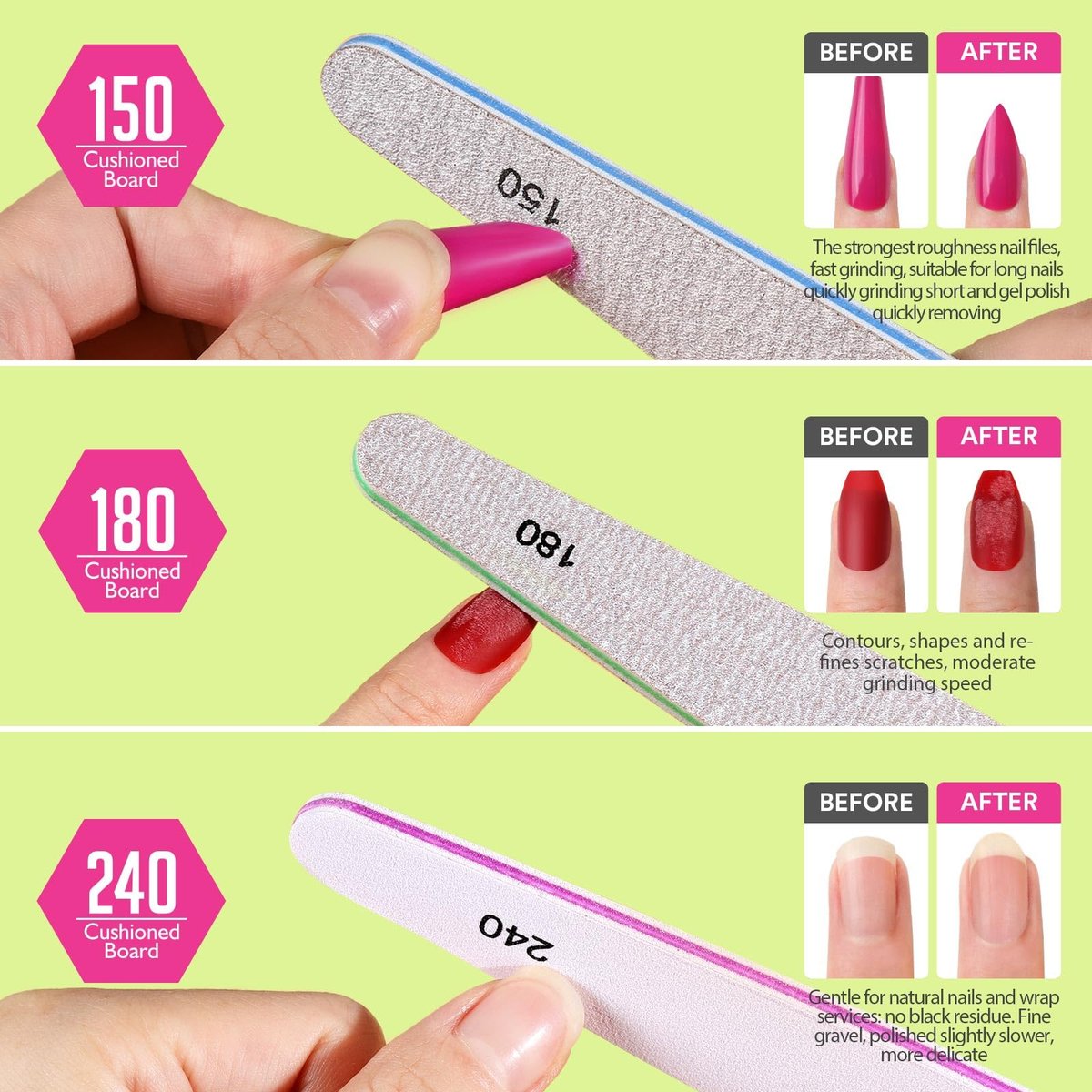 Teenitor 12pcs Nail Files and Buffers Kit - 100/180 Grit Emery Boards for Natural Nails, Nail Buffer Block Set for Women - görsel 5
