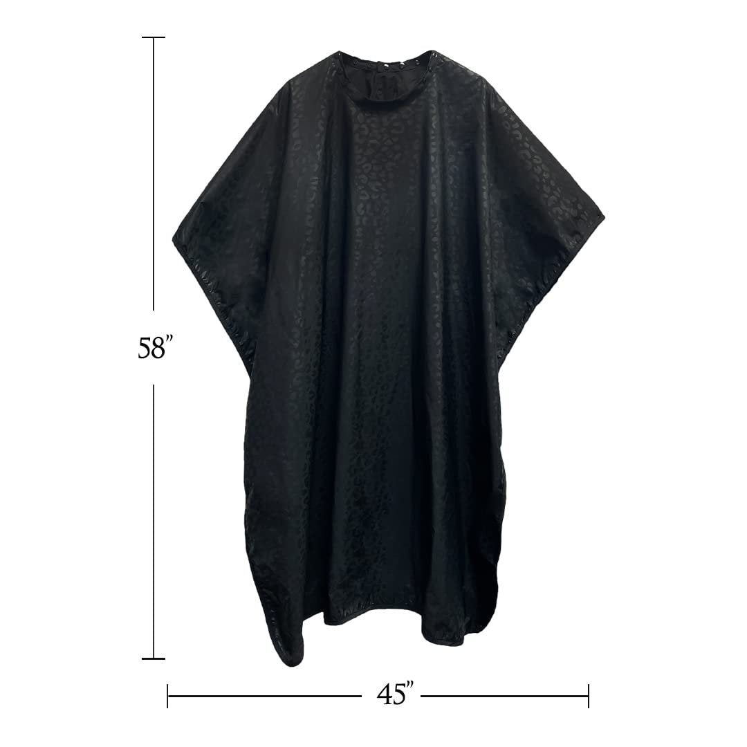 Betty Dain Black Jaguar Bleach-Proof All Purpose Styling Cape - Lightweight Embossed Nylon, Waterproof, Chemical & Color Proof for Salon Use Avelisse