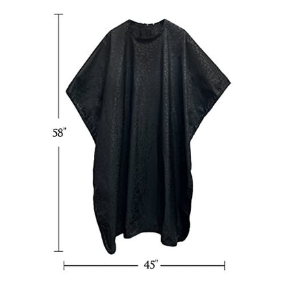 Betty Dain Black Jaguar Bleach-Proof All Purpose Styling Cape - Lightweight Embossed Nylon, Waterproof, Chemical & Color Proof for Salon Use Avelisse