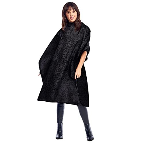 Betty Dain Black Jaguar Bleach-Proof All Purpose Styling Cape - Lightweight Embossed Nylon, Waterproof, Chemical & Color Proof for Salon Use Avelisse