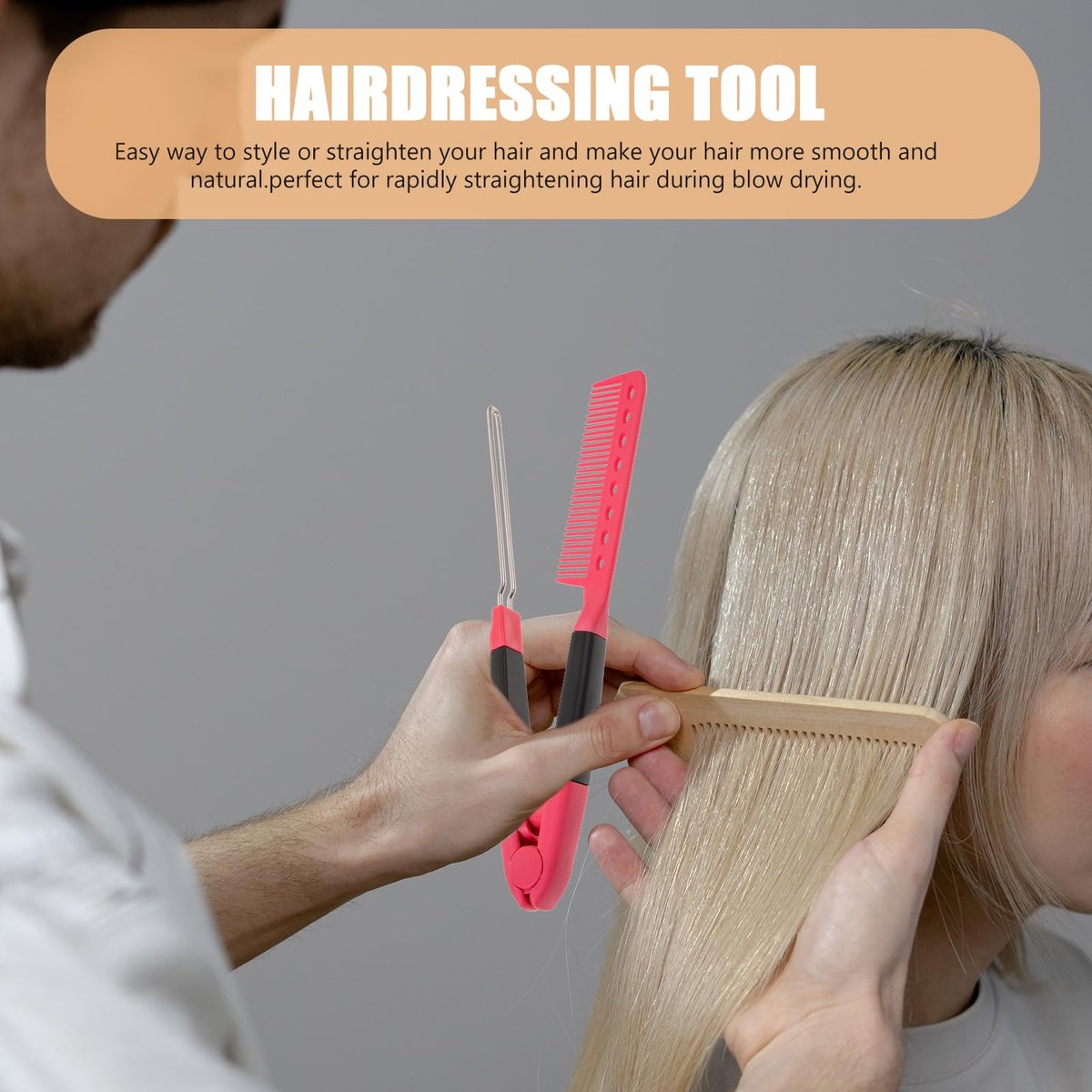 FOMIYES Detangling Hairbrush - Rosy Professional Hair Straightening Comb for Smooth, Frizz-Free Tresses - görsel 5