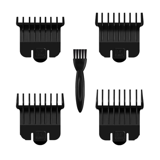 4 Pack T Outliners Guards Compatible with Andis #04710 and #04521, Snap-On Attachment (1/16” to 3/8”) for Close Trimming, Black