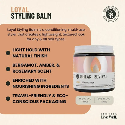 Shear Revival Loyal Styling Balm Pomade – Light Hold, Natural Finish, 99% Natural Ingredients, Bergamot & Amber Scent, 3.4 oz Avelisse