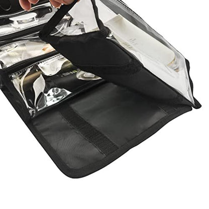 Jula Vance Large Capacity Hanging Eco Polyester Travel Toiletry Bag - 4-in-1 Roll-Up Makeup Organizer with 4 Detachable Clear TPU Pouches & Hook Avelisse