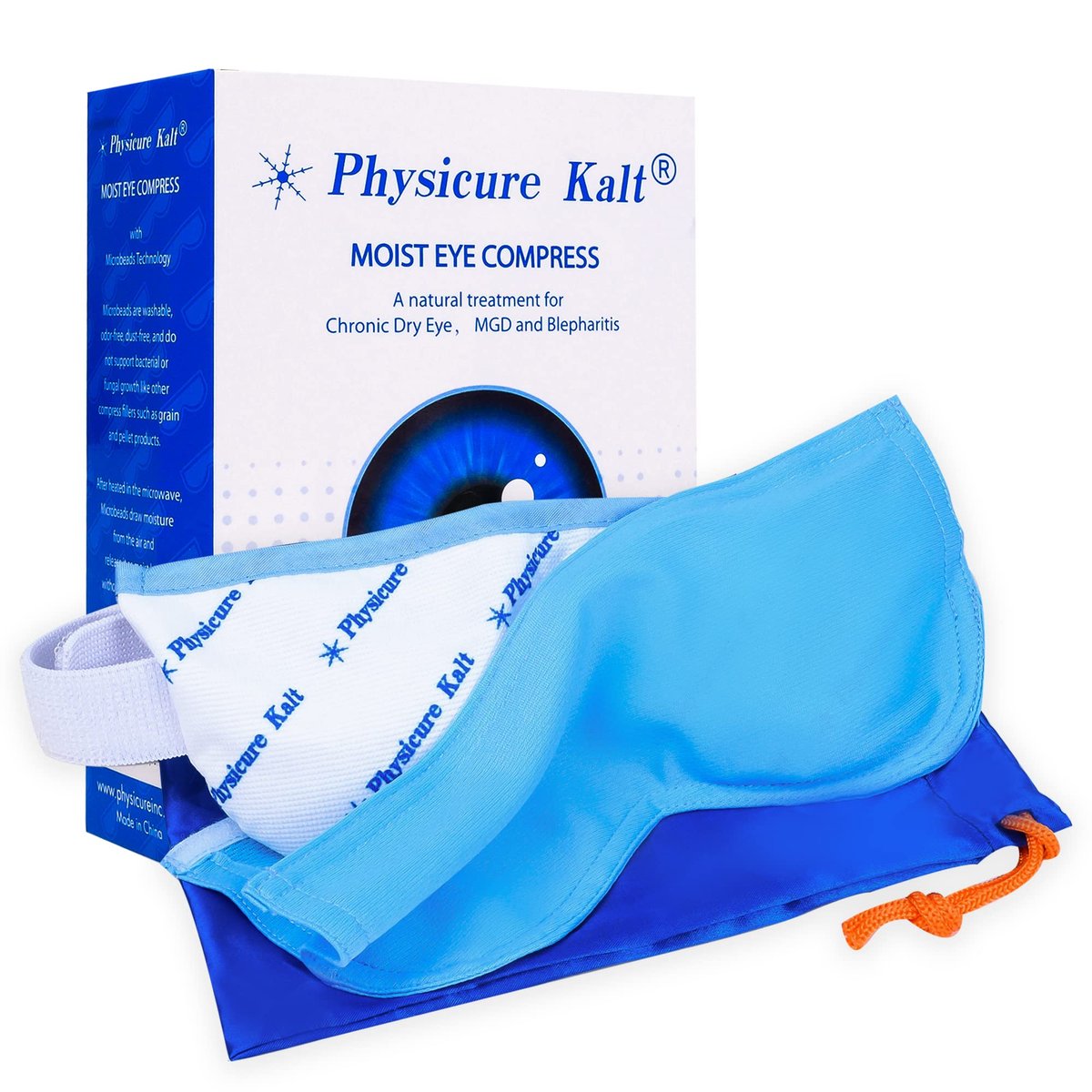 Physicure Kalt Heated Eye Mask - Microwave Activated Moist Heat Eye Compress for Dry Eyes, Imitated, Pink Eyes - White, 1 Count Avelisse