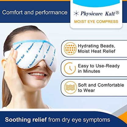 Physicure Kalt Heated Eye Mask - Microwave Activated Moist Heat Eye Compress for Dry Eyes, Imitated, Pink Eyes - White, 1 Count Avelisse