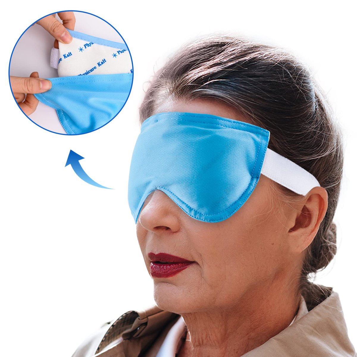 Physicure Kalt Heated Eye Mask - Microwave Activated Moist Heat Eye Compress for Dry Eyes, Imitated, Pink Eyes - White, 1 Count Avelisse