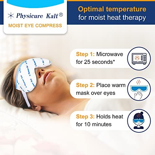 Physicure Kalt Heated Eye Mask - Microwave Activated Moist Heat Eye Compress for Dry Eyes, Imitated, Pink Eyes - White, 1 Count Avelisse
