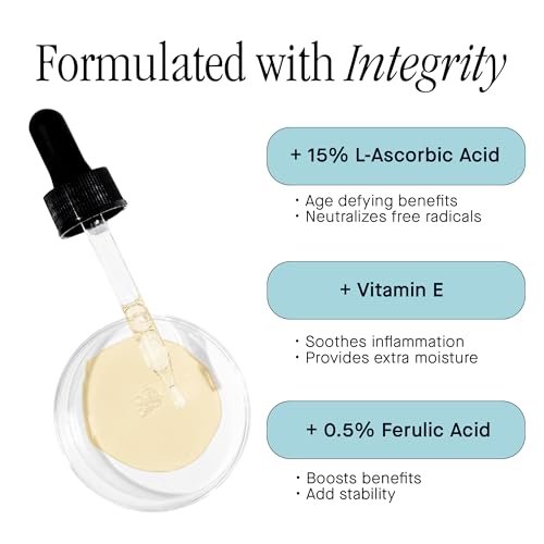 Brandefy Vitamin C Face Serum 15% L-Ascorbic Acid, Ferulic Acid 0.5% + Vitamin E - Dark Spot Corrector & Anti-Aging Serum, 1 oz, Made in USA Avelisse