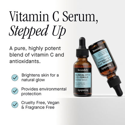 Brandefy Vitamin C Face Serum 15% L-Ascorbic Acid, Ferulic Acid 0.5% + Vitamin E - Dark Spot Corrector & Anti-Aging Serum, 1 oz, Made in USA Avelisse
