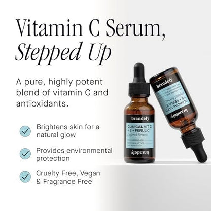 Brandefy Vitamin C Face Serum 15% L-Ascorbic Acid, Ferulic Acid 0.5% + Vitamin E - Dark Spot Corrector & Anti-Aging Serum, 1 oz, Made in USA Avelisse