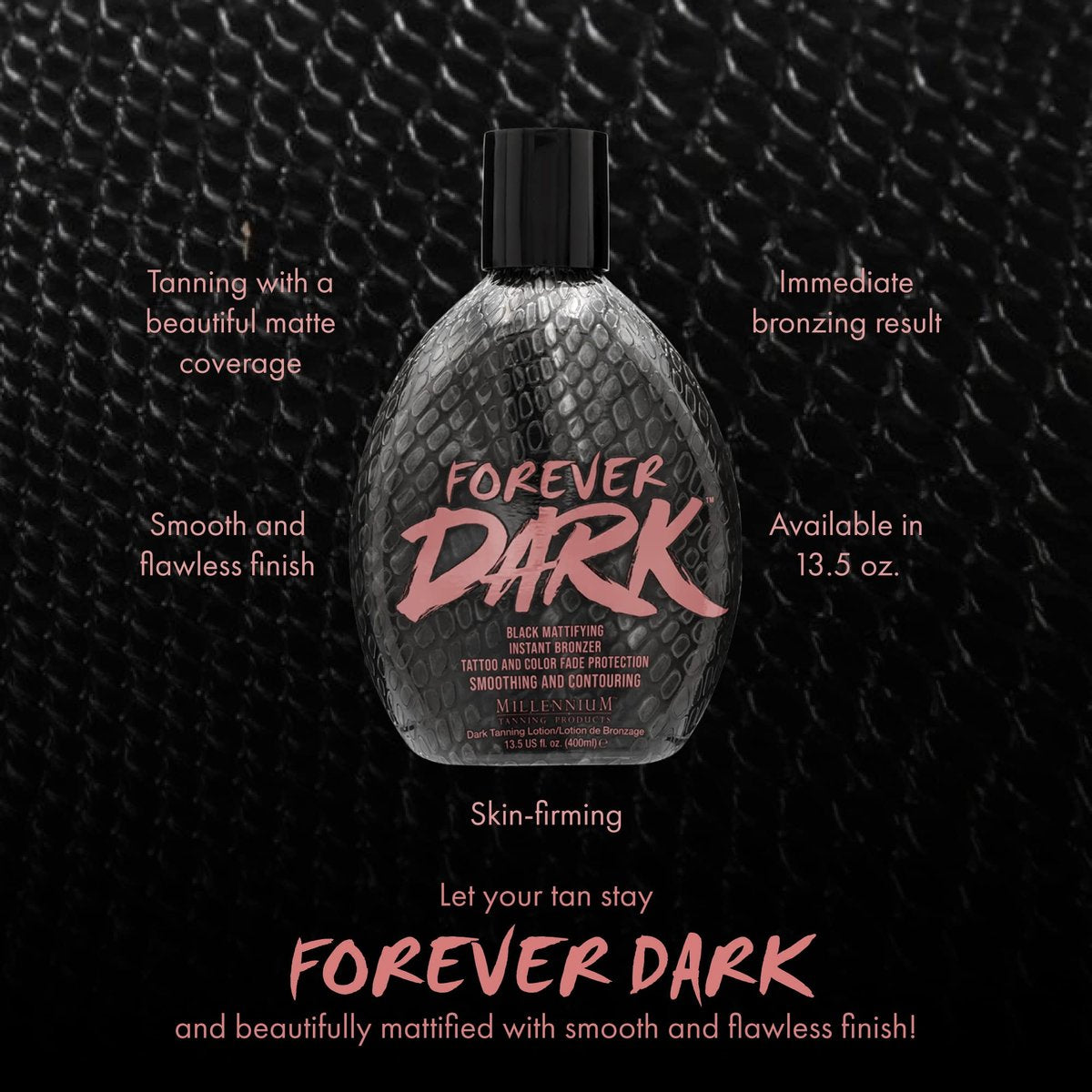 Millennium Tanning Forever Dark Black Mattifying Instant Bronzer Tanning Lotion, 13.5 oz Avelisse