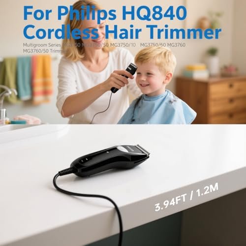 8V 100mA Replacement Power Cord Compatible with Philips Norelco HQ840 Shaver & Multigroom Trimmer 3000 Series - görsel 16