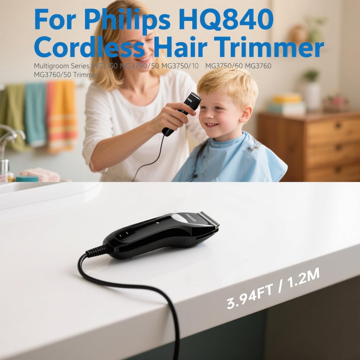 8V 100mA Replacement Power Cord Compatible with Philips Norelco HQ840 Shaver & Multigroom Trimmer 3000 Series - görsel 15