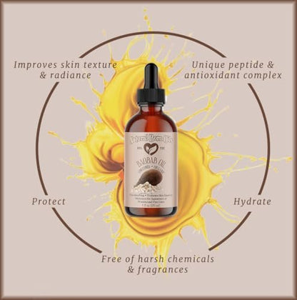 Natural Born Oils 4oz Baobab Oil – 100% Pure, Organic, Cold-Pressed, Unrefined, Non-Comedogenic Face & Body Moisturizer with Pump & Dropper