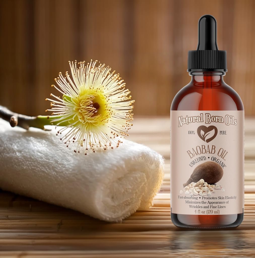 Natural Born Oils 4oz Baobab Oil – 100% Pure, Organic, Cold-Pressed, Unrefined, Non-Comedogenic Face & Body Moisturizer with Pump & Dropper - görsel 17