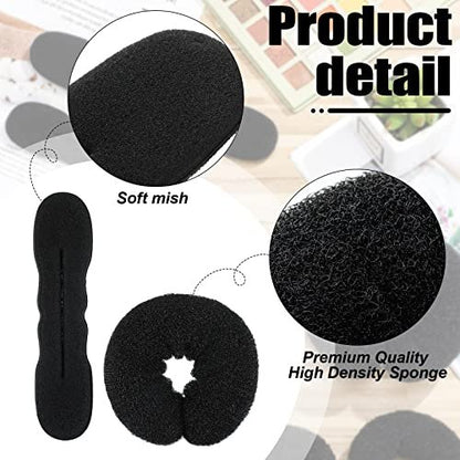 Yinder 34 Piece Donut Hair Bun Maker Set - Black Foam Bun Shapers & Hair Styling Tools Avelisse