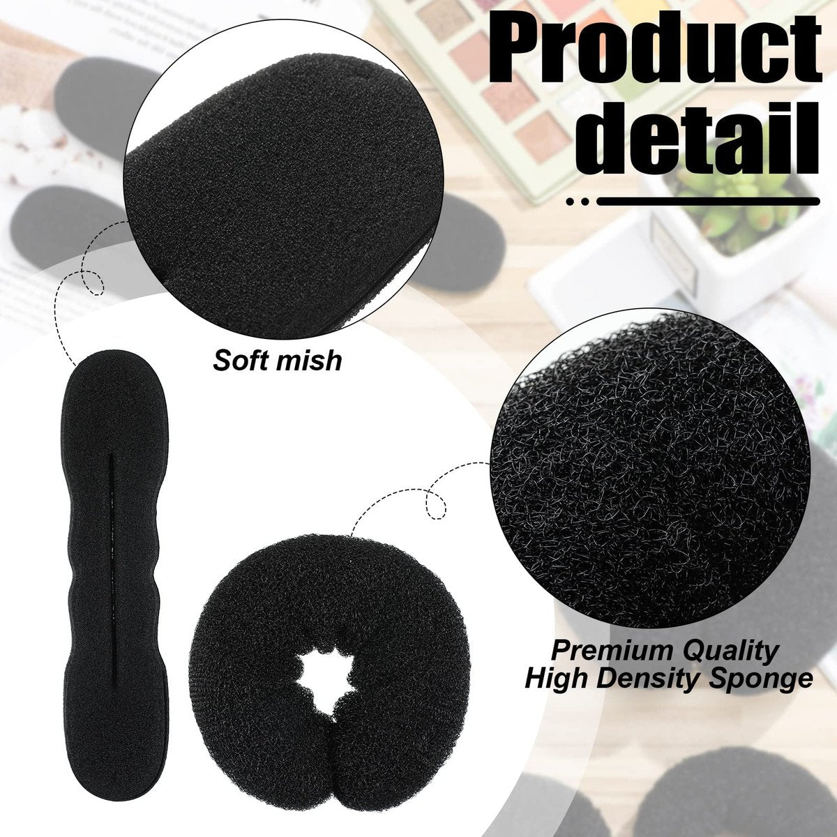 Yinder 34 Piece Donut Hair Bun Maker Set - Black Foam Bun Shapers & Hair Styling Tools Avelisse