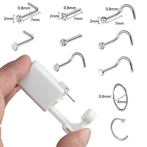 3 Pack Nose Piercing Kit with Disposable Safety Gun & 10 Nose Rings Studs - YWDKJGS - görsel 6