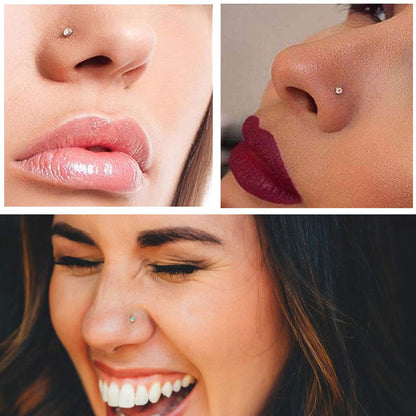3 Pack Nose Piercing Kit with Disposable Safety Gun & 10 Nose Rings Studs - YWDKJGS