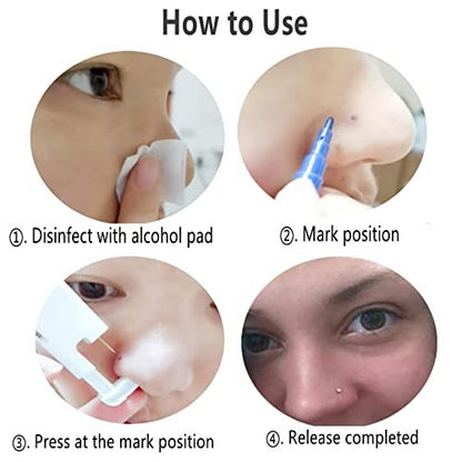 3 Pack Nose Piercing Kit with Disposable Safety Gun & 10 Nose Rings Studs - YWDKJGS