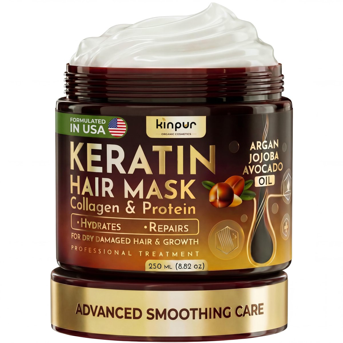 Keratin Hair Mask for Dry, Damaged or Long Hair - Deep Conditioner Masque with Protein, Coconut, Jojoba & Avocado Oil – Collagen Treatment for Hair Growth & Hydration, Split Ends Repair, Color-Safe Avelisse